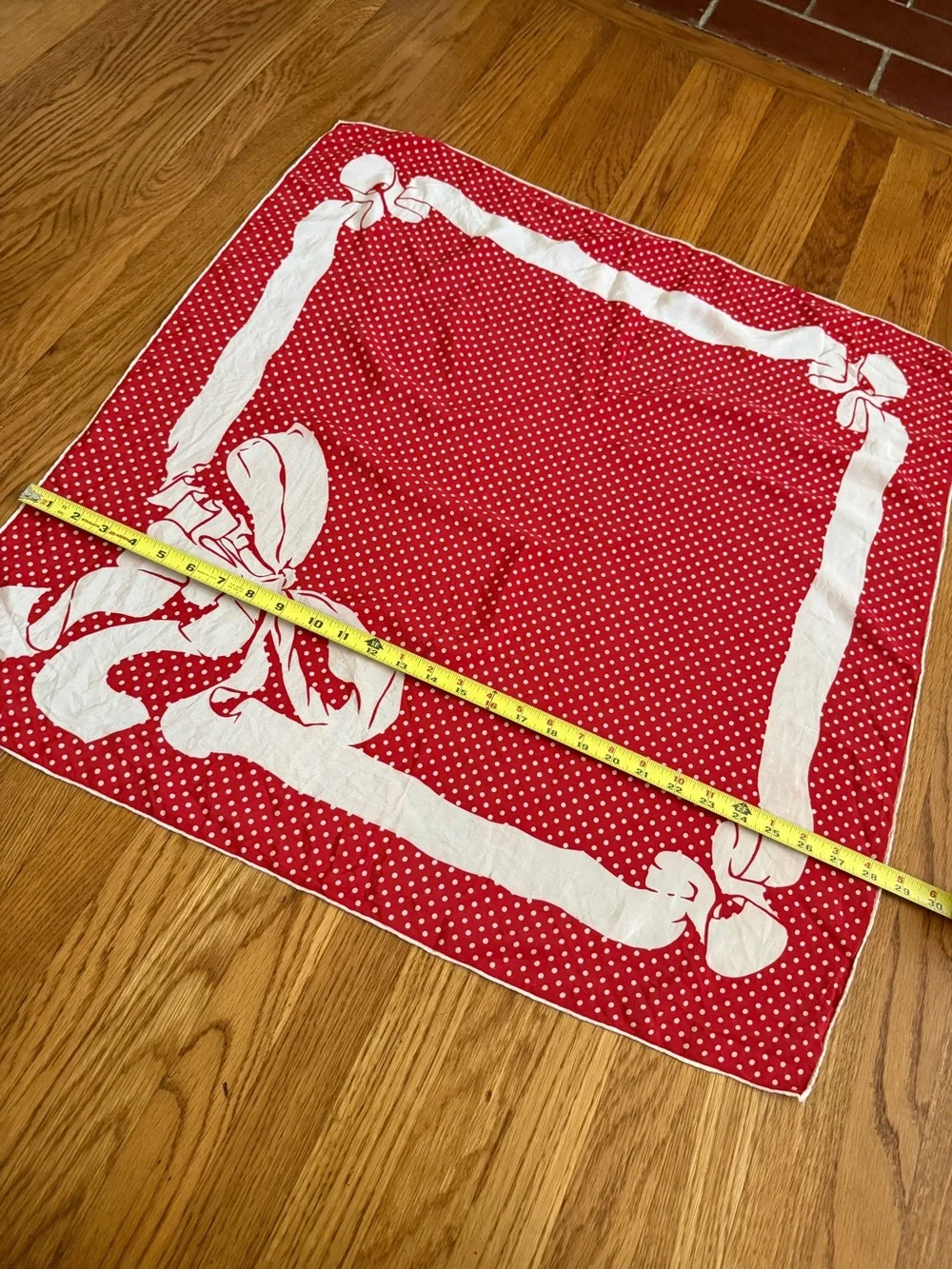 Vintage bill Blass red and white bow polka dot scarf
